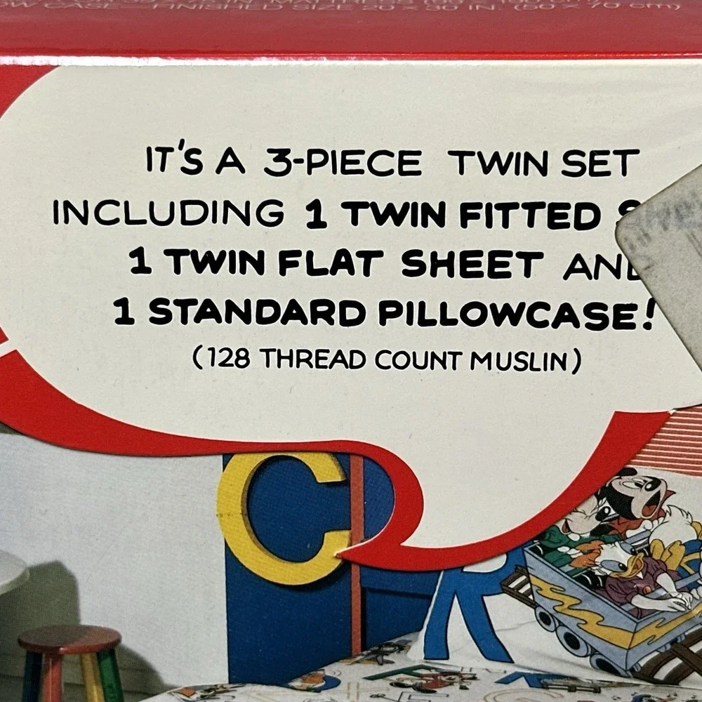 Vintage Mickey Goofy Donald Walt Disney Pacific 3pc Twin Sheet Set New Old Stock